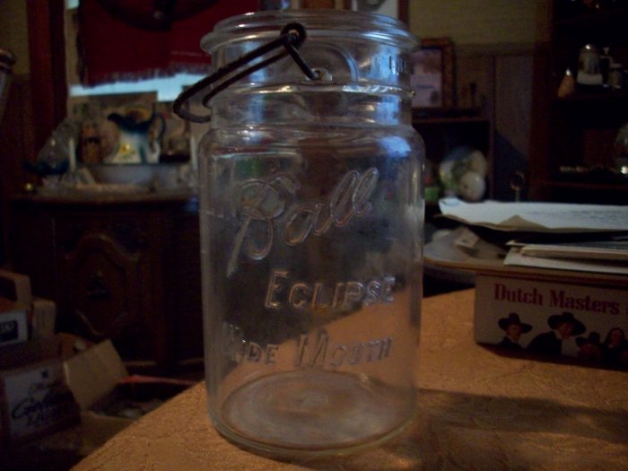 Vintage Quart Ball Eclipse Wide Mouth Wire Side Mason Jar