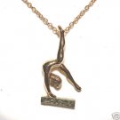 Vintage Gold Tone Metal Gymnast Necklace Jewelry
