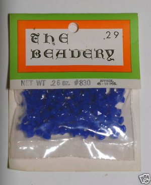 Vintage Solid Blue Plastic The Beadery Beads Packaged
