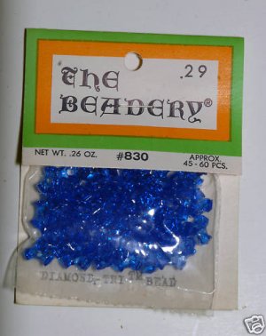 Vintage Clear Blue Plastic The Beadery Beads Packaged