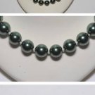 GREEN GLASS FAUX PEARL STRAND CHOKER NECKLACE JEWELRY