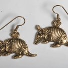 VINTAGE ARMADILLO EARRINGS TEXAS JEWELRY GOLD TONE