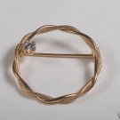 VINTAGE CUBIC ZIRCONIA PIN GOLD TONE METAL JEWELRY