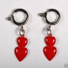 VINTAGE RED DOUBLE HEART ZIPPER NECKLACE ATTACH JEWELRY