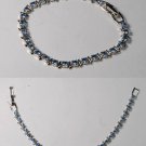 VINTAGE BLUE RHINESTONE SILVER METAL BRACELET JEWELRY