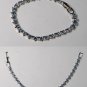 VINTAGE BLUE RHINESTONE SILVER METAL BRACELET JEWELRY