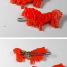 VINTAGE 70’S ORANGE ZEBRA CHILDS HAIR BARRETTES
