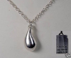 SILVER PLATED METAL SILVER DROP NECKLACE VINTAGE JEWEL