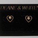 DEANE & WHITE GOLD TONE HEART FAUX PEARL METAL POST EAR