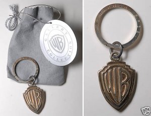 WARNER BROTHERS WB KEYCHAIN SILVER TONE METAL