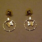 SUPER CUTE GOLD TONE BUTTERFLY DANGLE EARRINGS JEWELRY