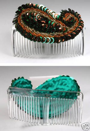 VINTAGE SEQUIN BEAD HAIR COMB HAIR BARRETTE ACCESSORIE