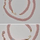 VINTAGE PINK PLASTIC JAPAN SPLIT STRAND NECKLACE JEWEL