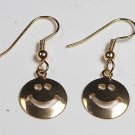 VINTAGE SMILEY FACE GOLD TONE EARRINGS JEWELRY