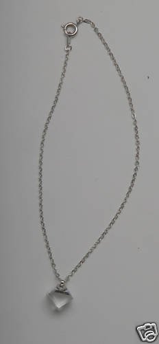 VINTAGE SILVER TONE CRYSTAL CUBE ANKLE BRACELET JEWELRY