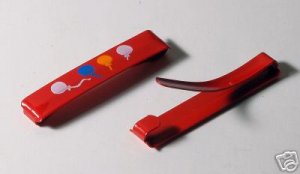 RED BALLOON CHILDS METAL BARETTES VINTAGE HAIR PIECES