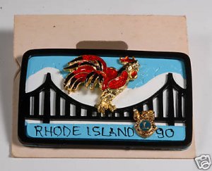 LIONS CLUB RHODE ISLAND RARE  PIN PLATE JEWELRY ROOSTER