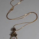 VINTAGE ROSE RED GEL NECKLACE JEWELRY GOLD TONE