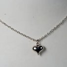 PUFFED HEART VINTAGE 70'S NECKLACE SILVER TONE JEWELRY
