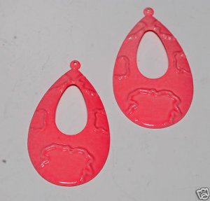 PINK METAL VINTAGE PENDANT EARRING DANGLE JEWELRY