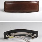 VINTAGE BROWN LEATHER BARRETTE HAIR CLIP ACCESSORY