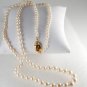 Vintage Monet White Glass Graduated Pearl Strand Necklace Jewelry Box Clasp