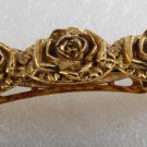 Vintage Hair Barrette Rose Buds Gold Tone Metal Hair Accessories