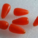 Vintage Orange Glass Bead Drop Lot of 6 Drilled Through 9x20mm Beading Crafting