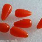 Vintage Orange Glass Bead Drop Lot of 6 Drilled Through 9x20mm Beading Crafting