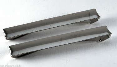 Vintage Hair Barrette Pair Silver Metal  Hair Clip Accessorie Long
