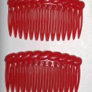Vintage Side Comb Red Made In Hong Kong Hair Comb Pair Hair Accessory
