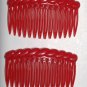 Vintage Side Comb Red Made In Hong Kong Hair Comb Pair Hair Accessory