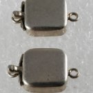 Vintage Silver Metal Square Single Strand Square Box Clasp Japan Pair
