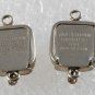 Vintage Silver Metal Square Single Strand Square Box Clasp Japan Pair