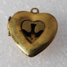 Vintage Brass Dove Heart Locket Pendant Jewelry Making 20mm