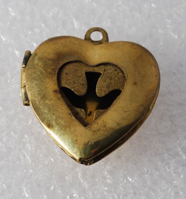 Vintage Brass Dove Heart Locket Pendant Jewelry Making 20mm