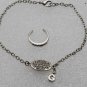 Guess Letter Silver G Ankle Bracelet Toe Ring Silver Metal Rhinestone Set