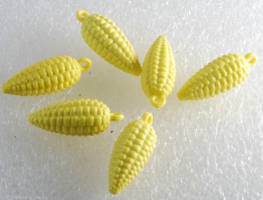 Vintage Plastic Corn on the Cob Pendants Charms Yellow Plastic Lot of 6