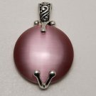 Vintage Large Pink Synthetic Cat Eye Pendant Jewelry
