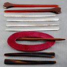 Vintage Hair Stick Barrette Lot Plastic Metal Tortoise Brown 9 pcs.