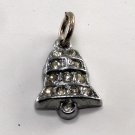 VTG Silver Rhinestone Czech-Slovak Bell Pendant Charm