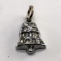 VTG Silver Rhinestone Czech-Slovak Bell Pendant Charm