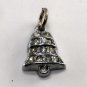 VTG Silver Rhinestone Czech-Slovak Bell Pendant Charm