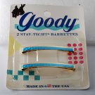 Retro1989 Goody Stay Tight Barrettes Pair New in Package Blue Hologram Gold Tone