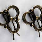 Vintage Hair Barrettes Gold Tone Triple Circle Pair Hair Accessories