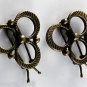 Vintage Hair Barrettes Gold Tone Triple Circle Pair Hair Accessories