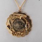 Vintage Newport Jazz Festival Necklace LArge Pendant Gold Metal Jewelry