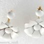 Vintage Pair White Metal 1960's Flower Clip On Earrings Jewelry