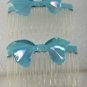 Vintage Hair Comb Pair Blue Bows Side Comb Toppers Hair Accessorie