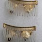 Vintage Clear Plastic Hair Comb Gold Metal Bow Topper Hair Accessorie